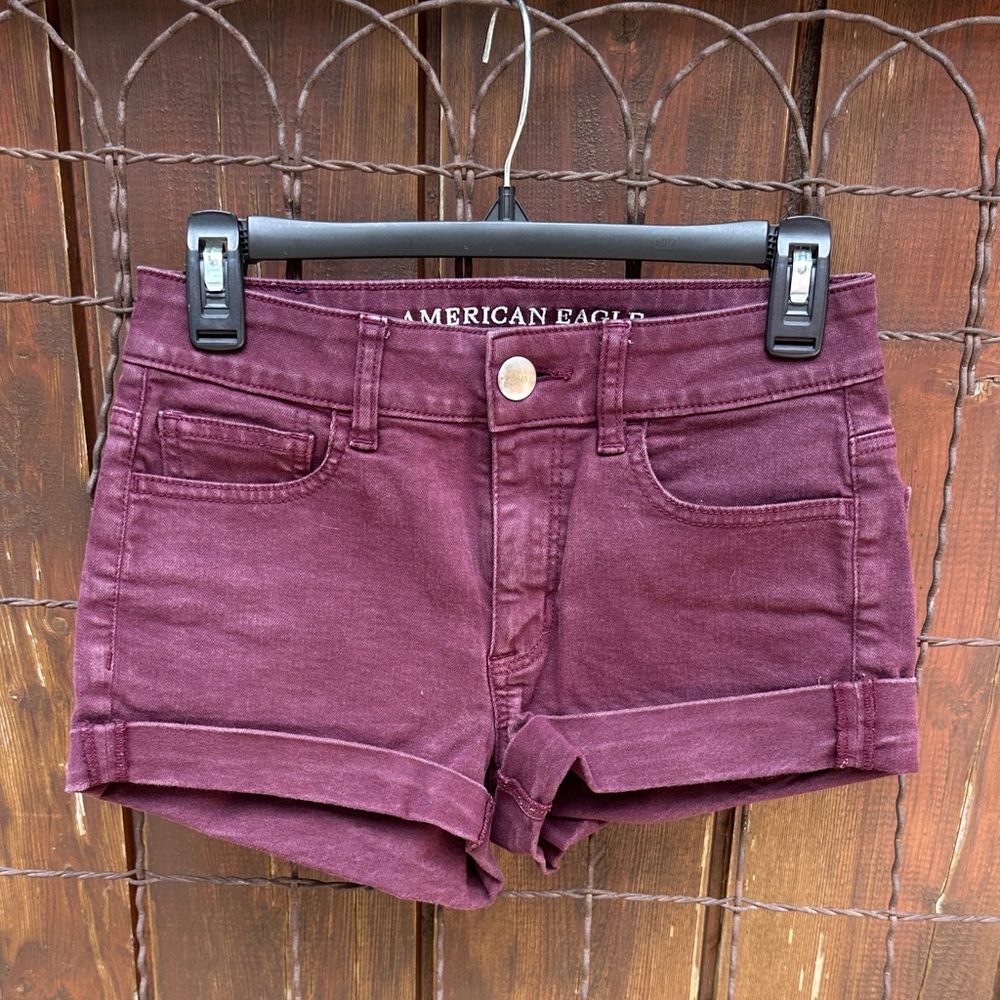American Eagle Outfitters Women's Burgundy Jean Shorts